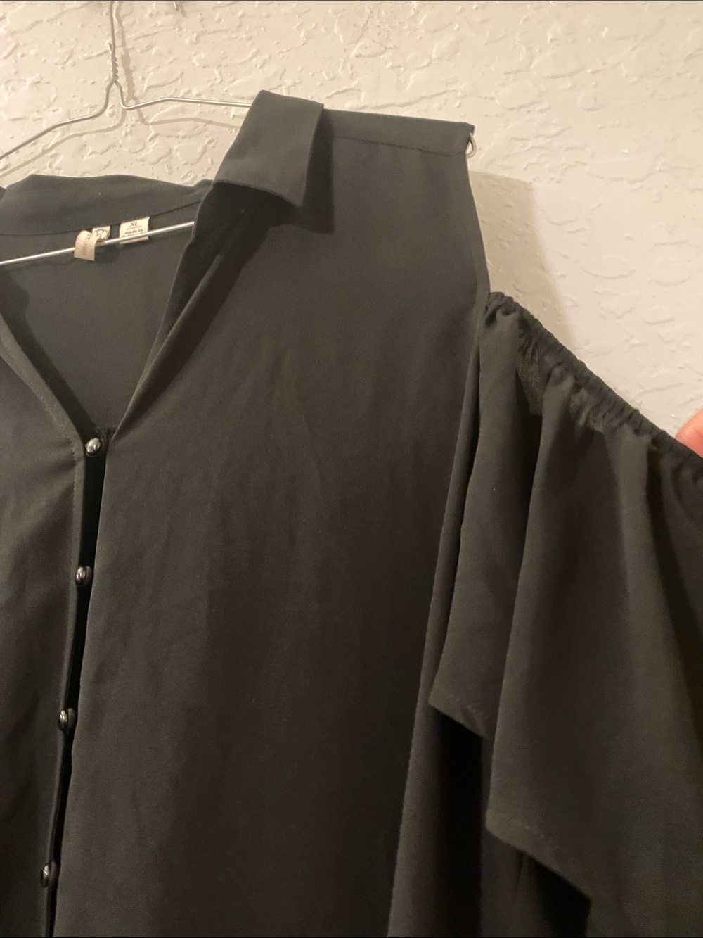 Cato Black Cold-Shoulder Button Down Shirt - Picture 3 of 6